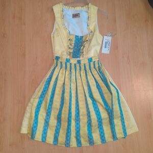 Oktoberfest Halloween Yellow and Blue Striped Dress